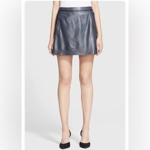 Vince contrast navy black lamb leather mini skirt
